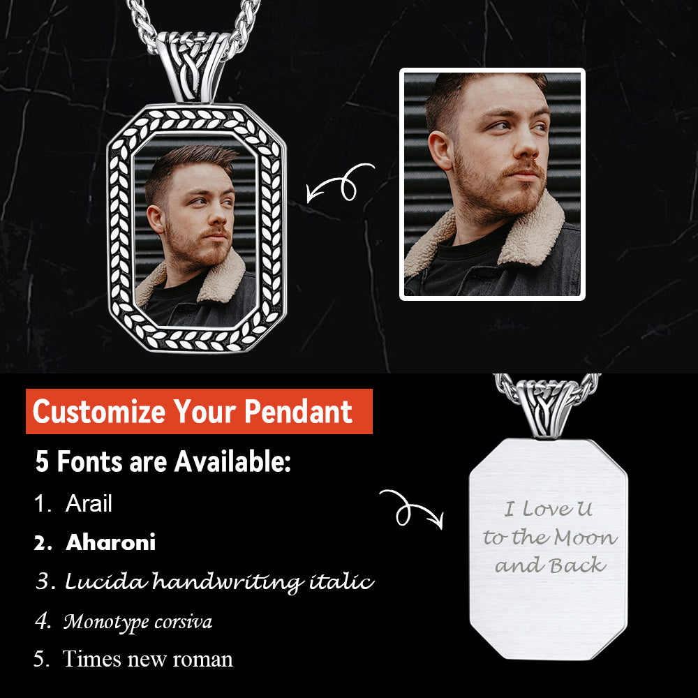 Customized Picture Dog Tag Necklace Photo Pendant for Men