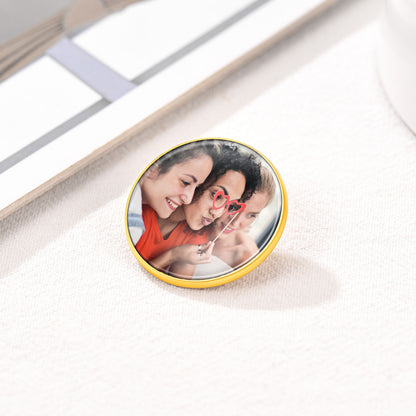 Customized Round Picture Brooch Pin Wedding Bouquet Photo Charms