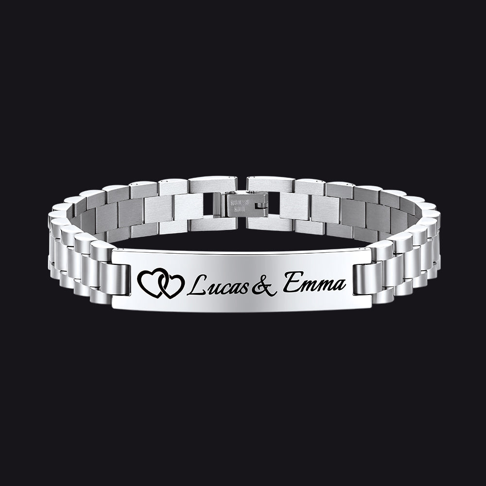 Customized Bar Watch Strap Chain Link Bracelet for Men