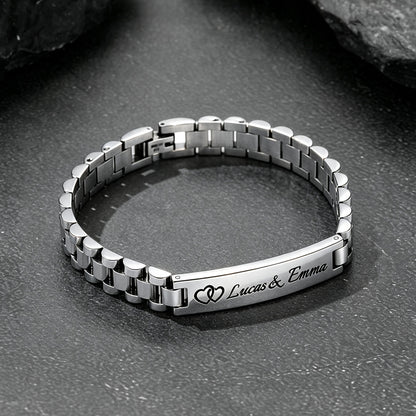 Customized Bar Watch Strap Chain Link Bracelet for Men
