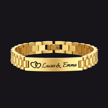 Customized Bar Watch Strap Chain Link Bracelet for Men