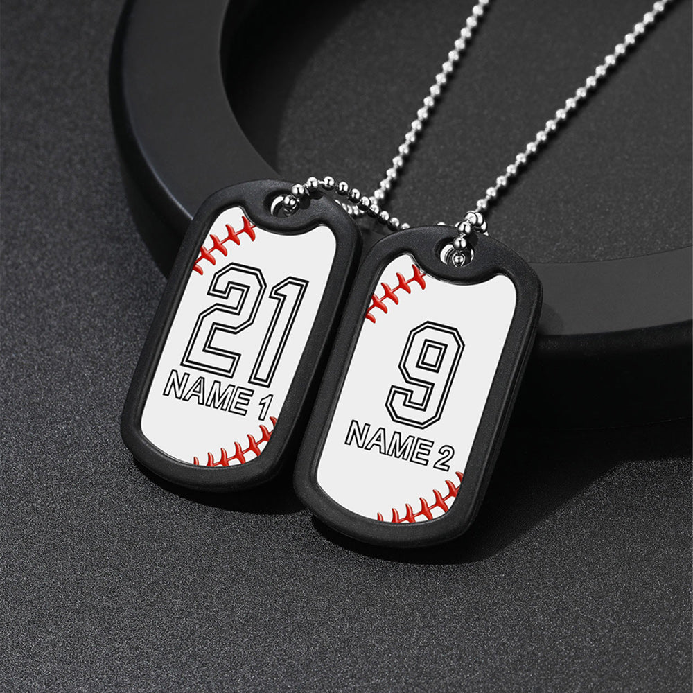 Collier personnalisé avec plaque d'identité de baseball et numéro pour homme