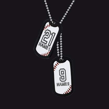 Collier personnalisé avec plaque d'identité de baseball et numéro pour homme