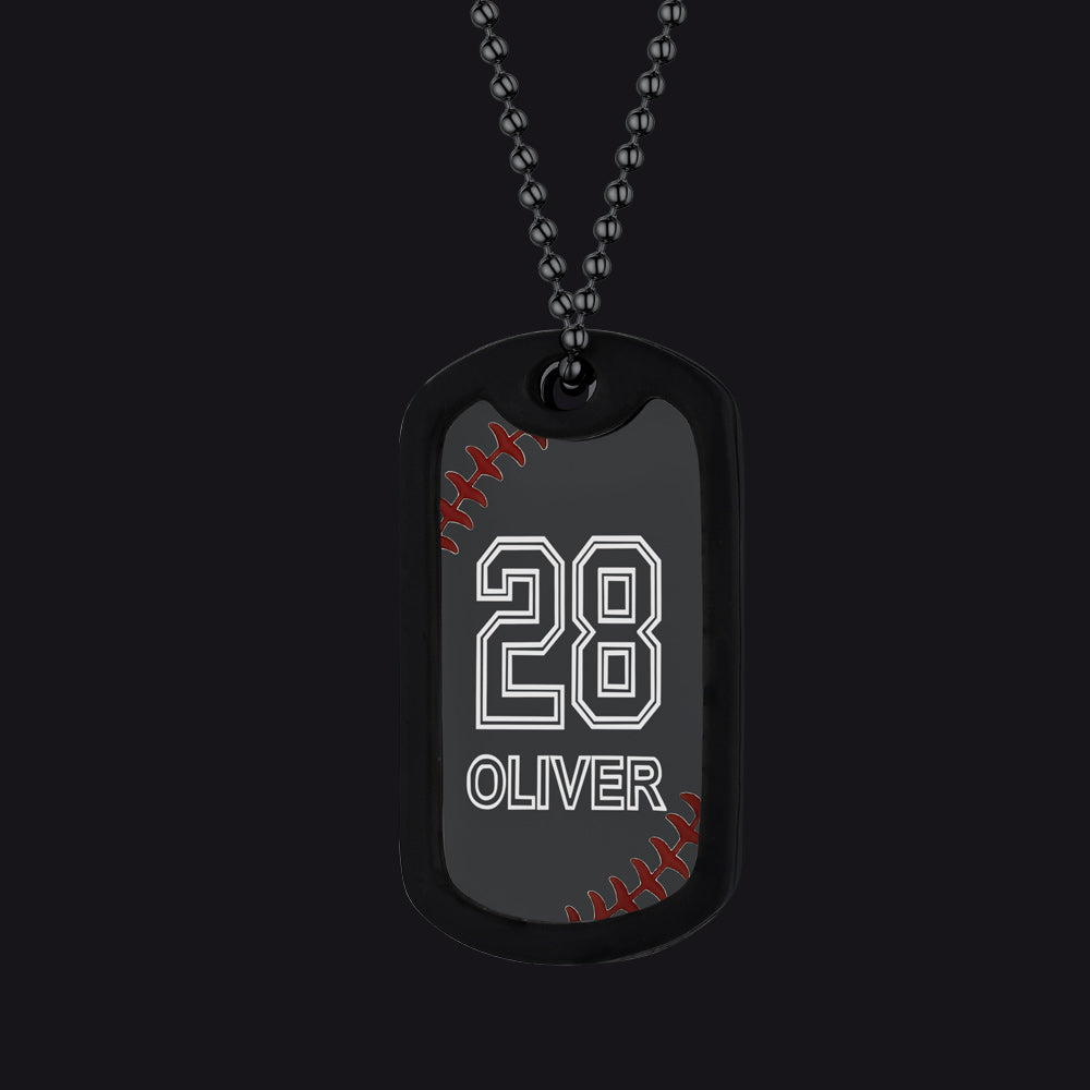 Collier personnalisé avec plaque d'identité de baseball et numéro pour homme