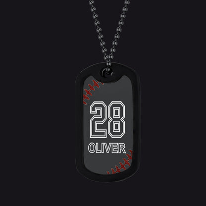 Collier personnalisé avec plaque d'identité de baseball et numéro pour homme