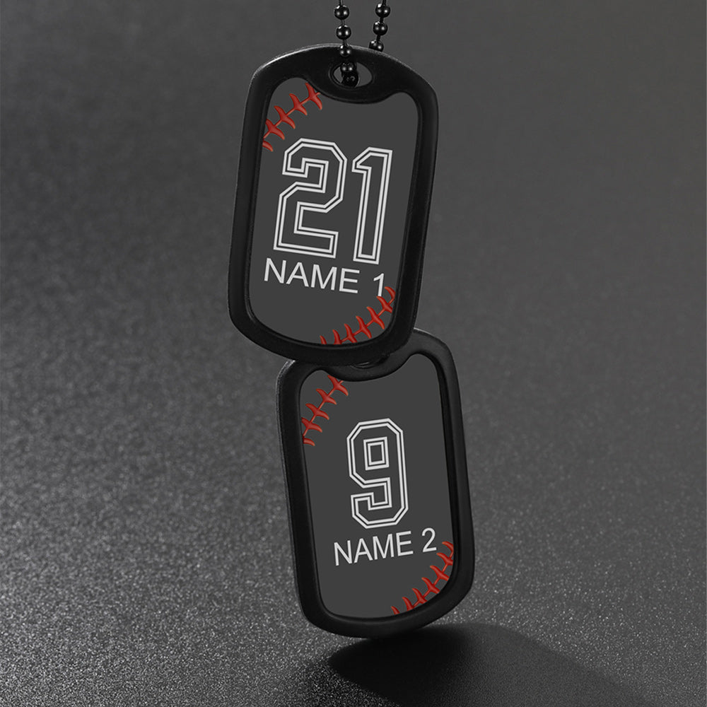 Collier personnalisé avec plaque d'identité de baseball et numéro pour homme