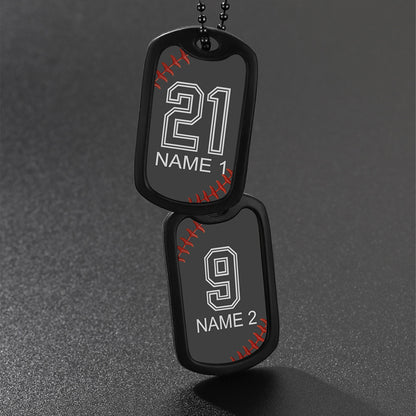Collier personnalisé avec plaque d'identité de baseball et numéro pour homme