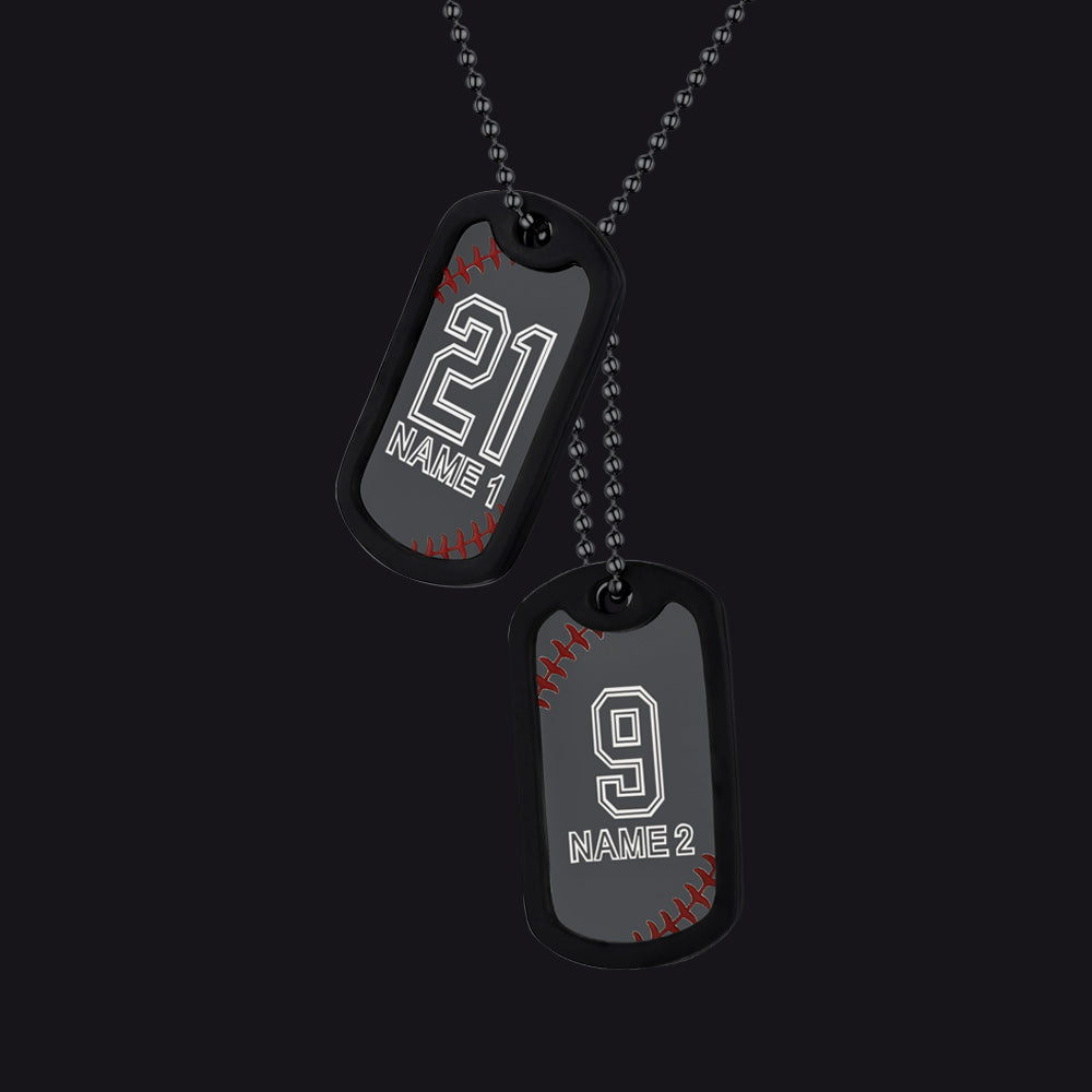 Collier personnalisé avec plaque d'identité de baseball et numéro pour homme