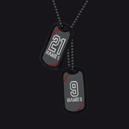 Collier personnalisé avec plaque d'identité de baseball et numéro pour homme