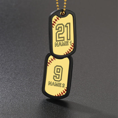 Collier personnalisé avec plaque d'identité de baseball et numéro pour homme