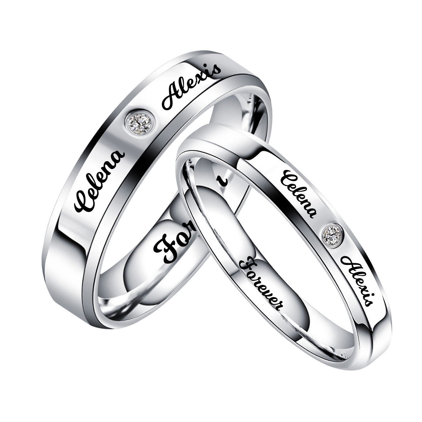 Monogrammed Couples Rings Couple Rings With Engraved Names