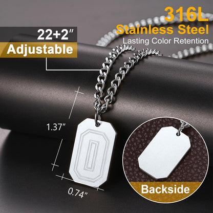 Customized Initial Letter Dog Tag Necklace for Men