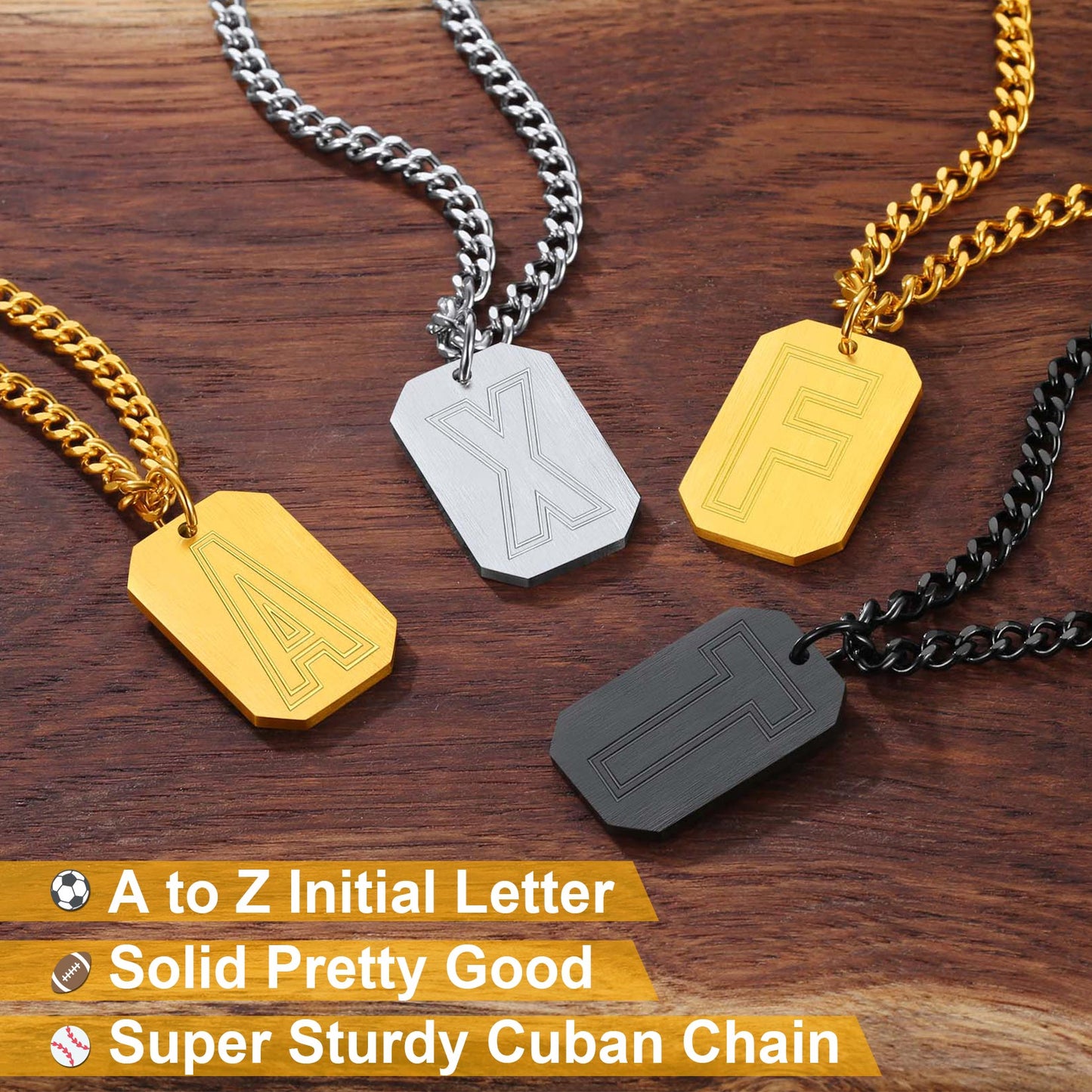 Customized Initial Letter Dog Tag Necklace for Men