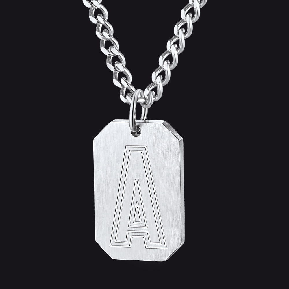 Customized Initial Letter Dog Tag Necklace for Men