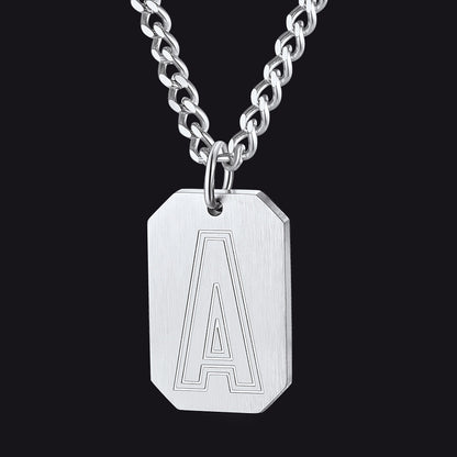 Customized Initial Letter Dog Tag Necklace for Men