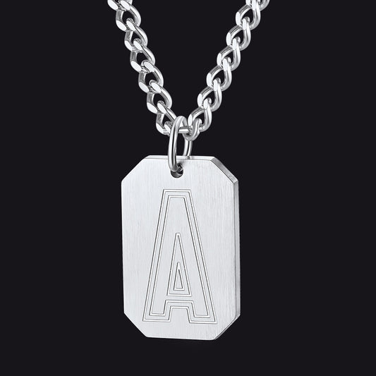 Customized Initial Letter Dog Tag Necklace for Menimg