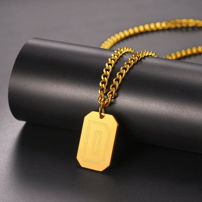 Customized Initial Letter Dog Tag Necklace for Men