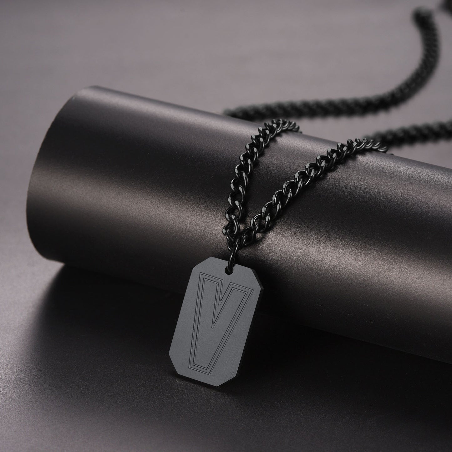 Customized Initial Letter Dog Tag Necklace for Men