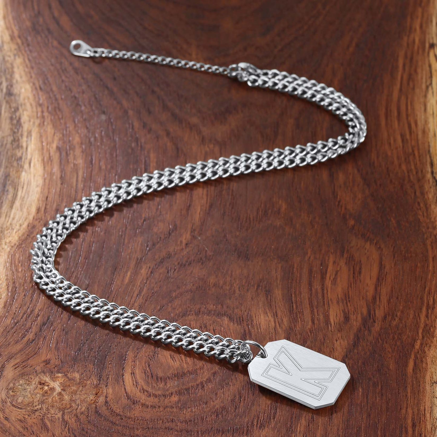 Customized Initial Letter Dog Tag Necklace for Men