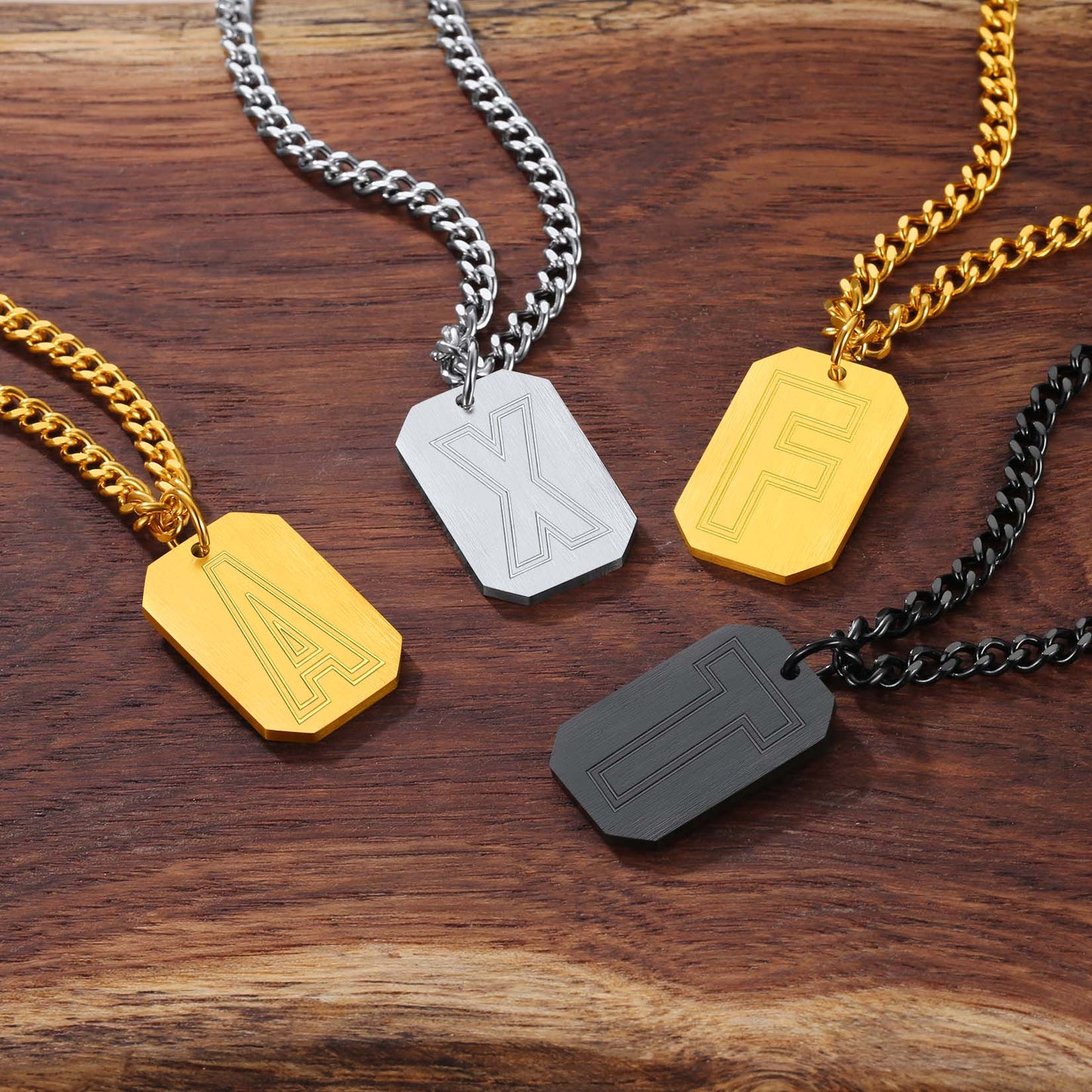 Customized Initial Letter Dog Tag Necklace for Men