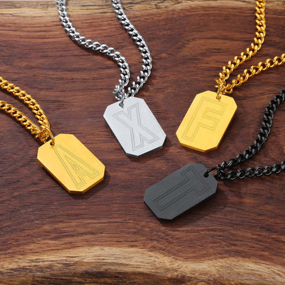 Customized Initial Letter Dog Tag Necklace for Men