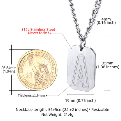 Customized Initial Letter Dog Tag Necklace for Men