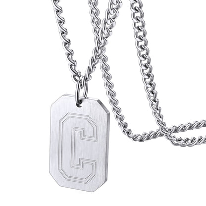 Customized Initial Letter Dog Tag Necklace for Men