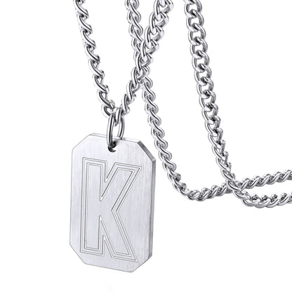 Customized Initial Letter Dog Tag Necklace for Men