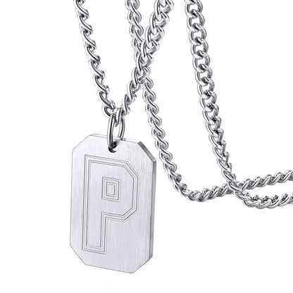 Customized Initial Letter Dog Tag Necklace for Men