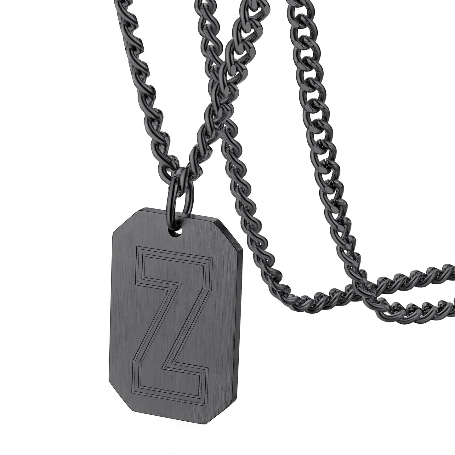 Customized Initial Letter Dog Tag Necklace for Men