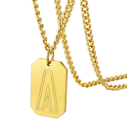 Customized Initial Letter Dog Tag Necklace for Men