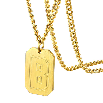 Customized Initial Letter Dog Tag Necklace for Men