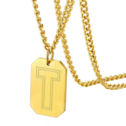 Customized Initial Letter Dog Tag Necklace for Men