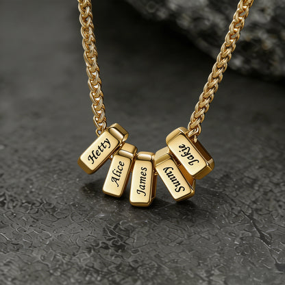 Gold Customized Multi Name Necklace with Box Chain / Wheat Chain for Men