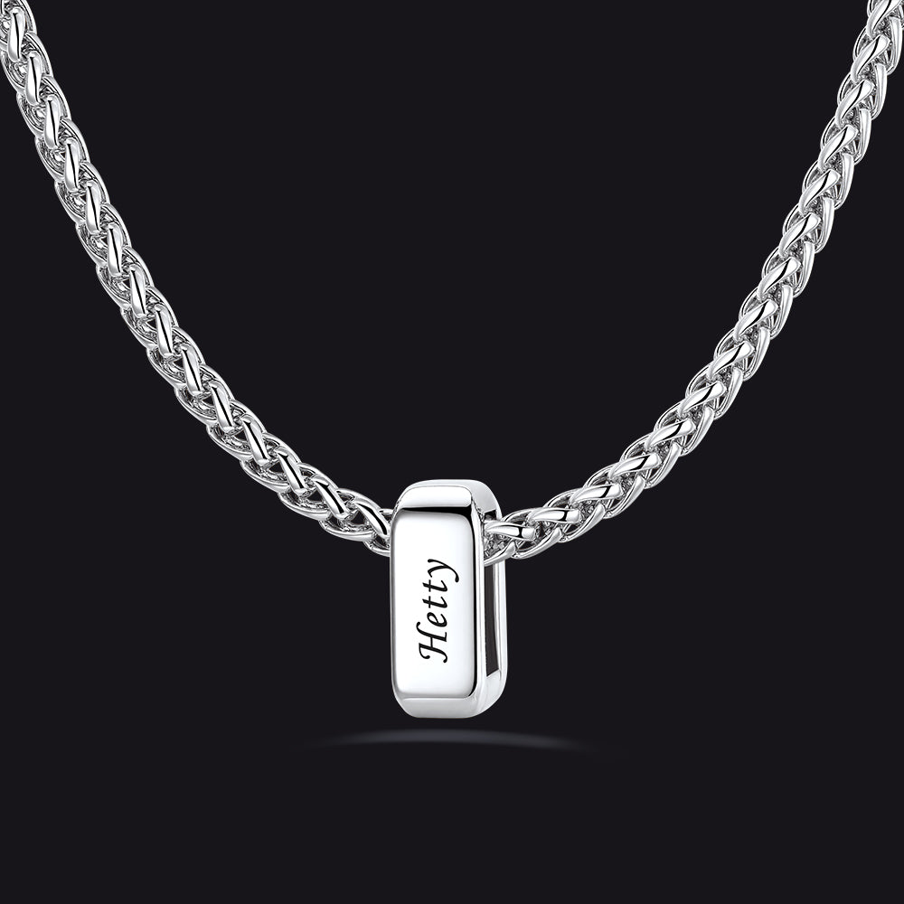 Silver Customized Multi Name Necklace with Box Chain / Wheat Chain for Men