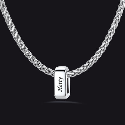 Silver Customized Multi Name Necklace with Box Chain / Wheat Chain for Men