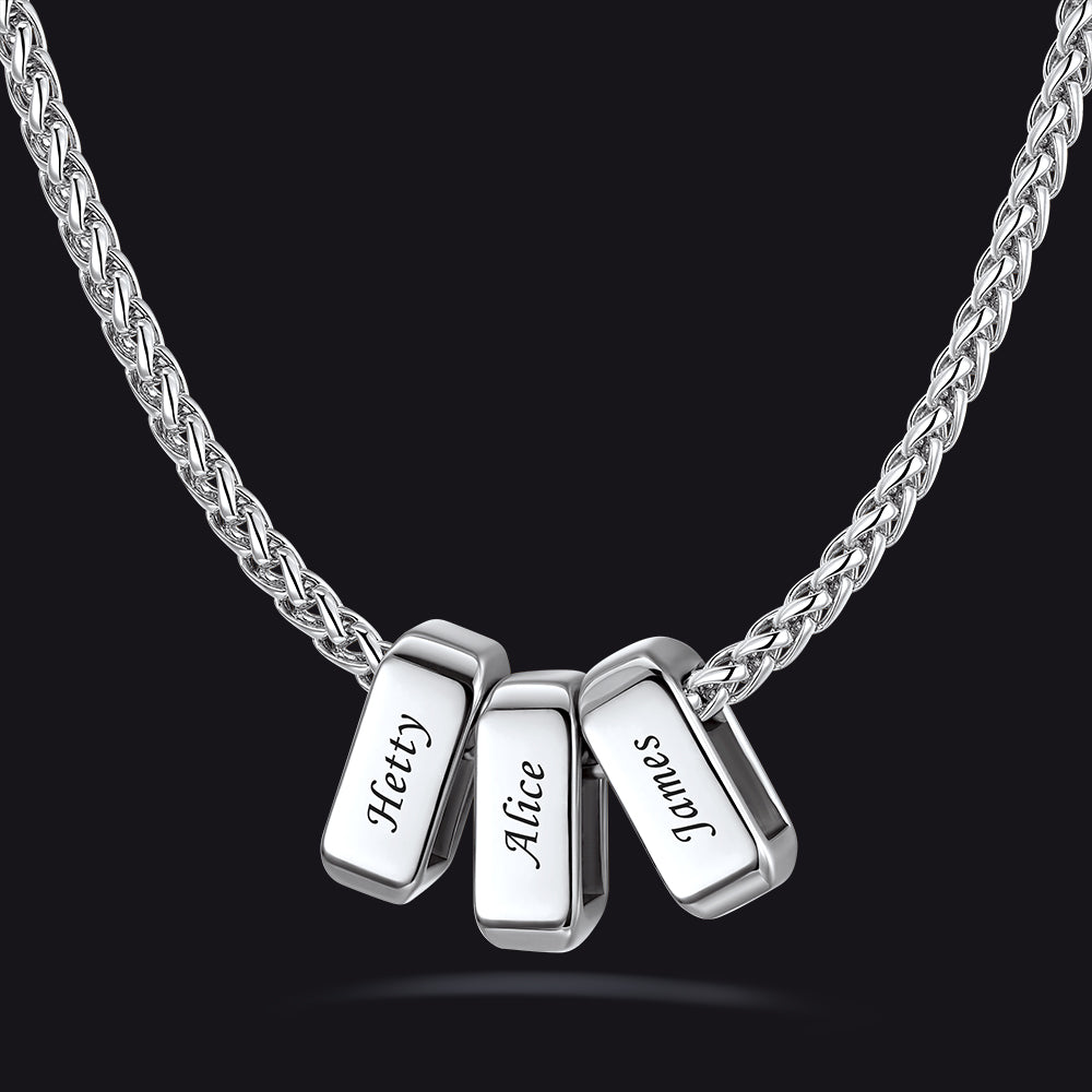 Customized Multi Name Necklace with Box Chain / Wheat Chain for Men