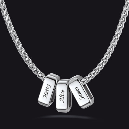 Customized Multi Name Necklace with Box Chain / Wheat Chain for Men