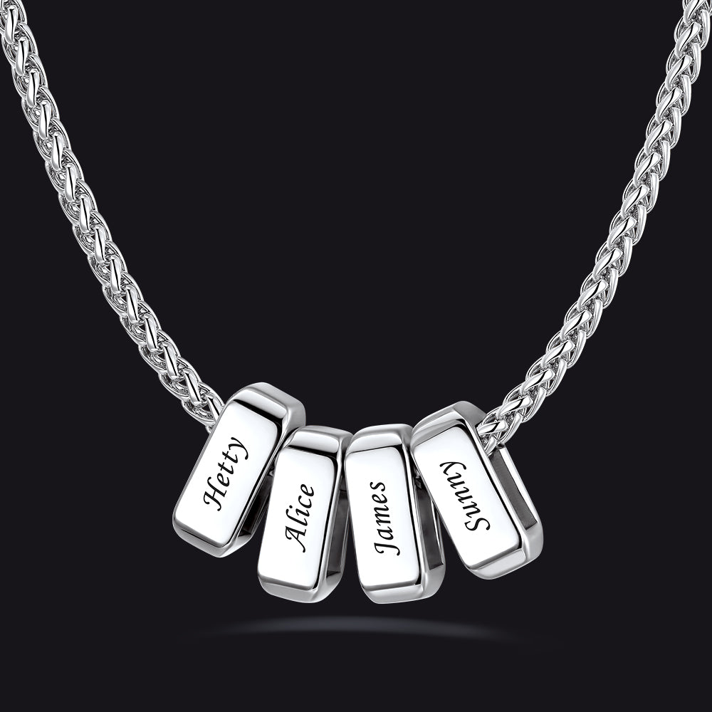 Customized Multi Name Necklace with Box Chain/ Wheat Chain for Men