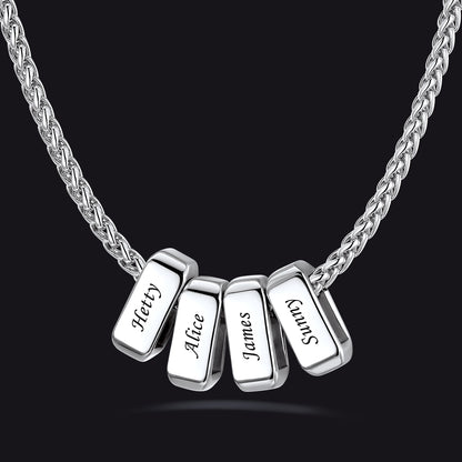 Customized Multi Name Necklace with Box Chain/ Wheat Chain for Men