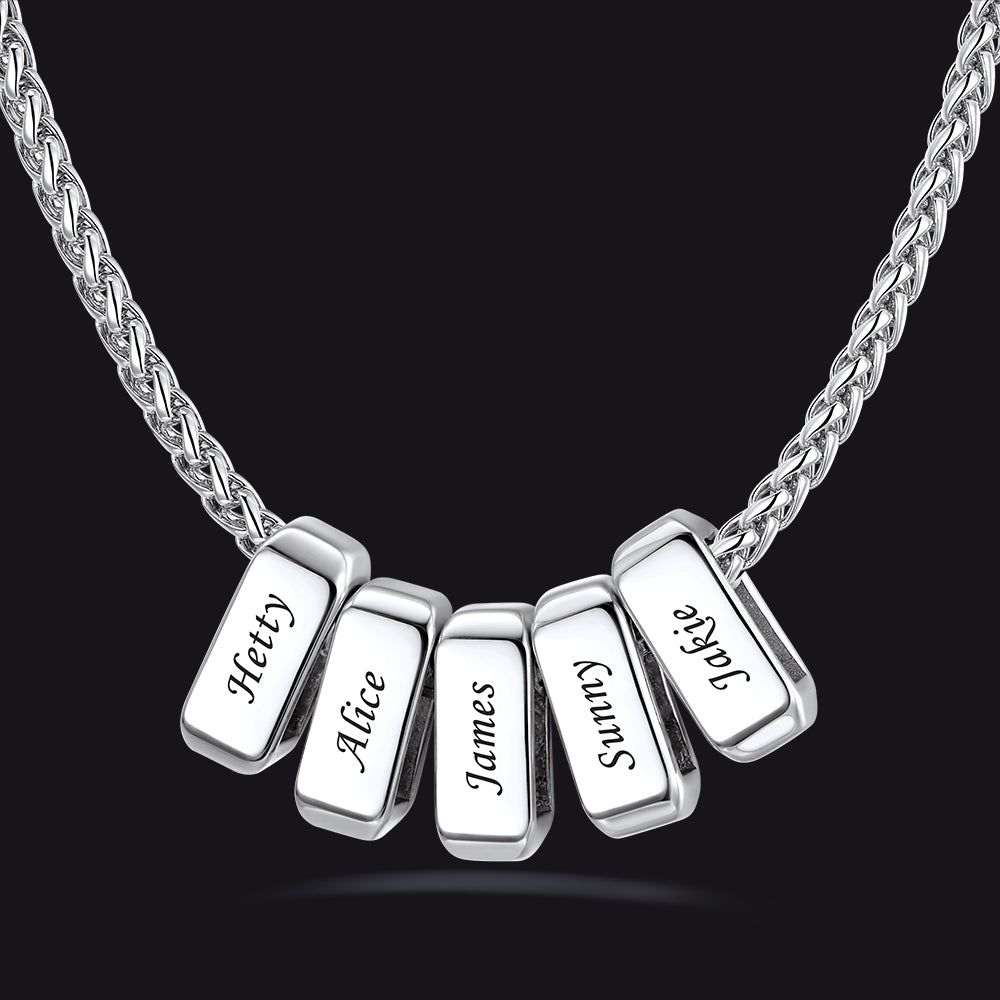 Customized Multi Name Necklace with Box Chain/ Wheat Chain for Men