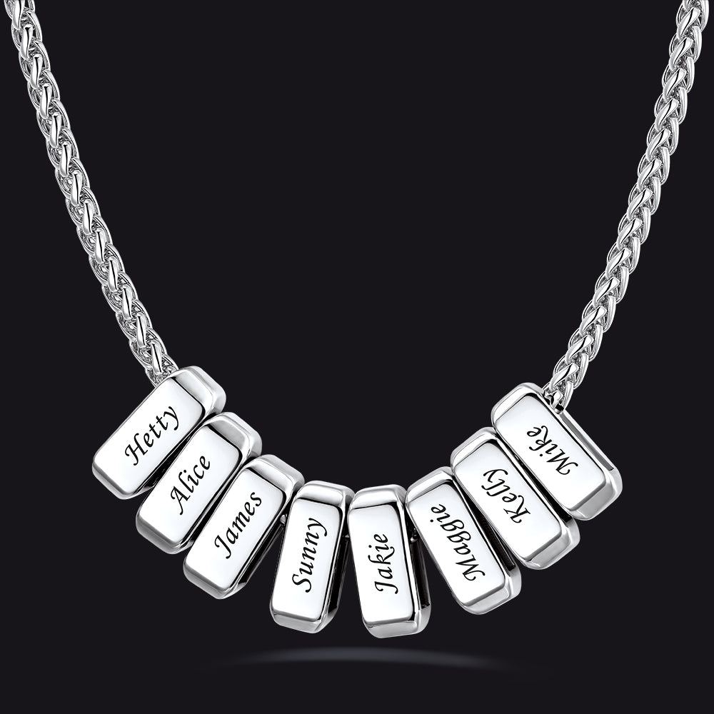 Customized Multi Name Necklace with Box Chain/ Wheat Chain for Men