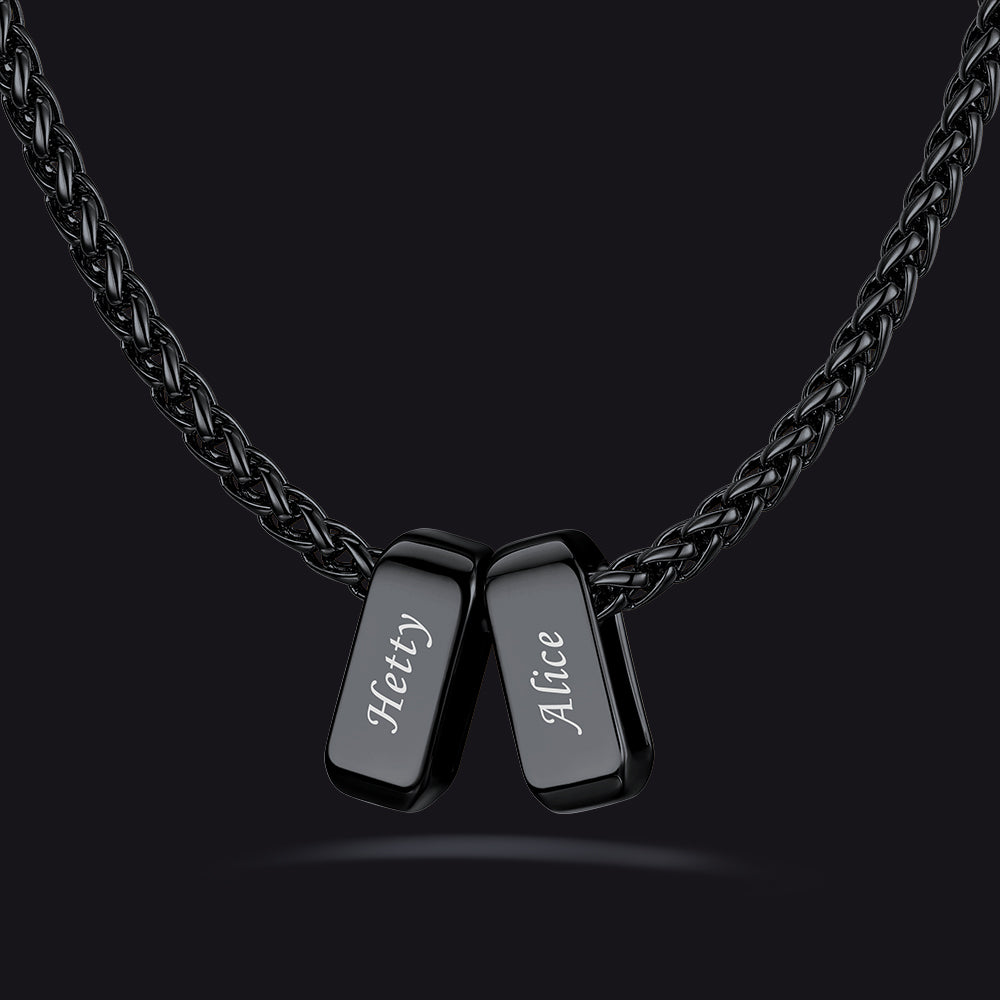 Customized Multi Name Necklace with Box Chain/ Wheat Chain for Men