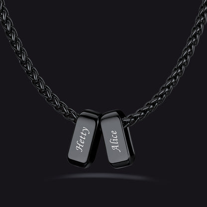 Customized Multi Name Necklace with Box Chain/ Wheat Chain for Men