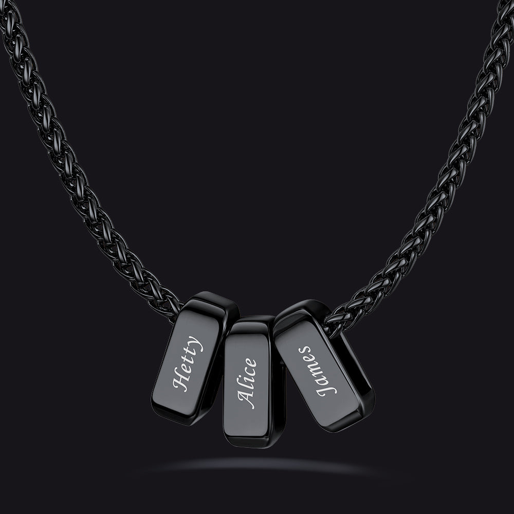 Customized Multi Name Necklace with Box Chain/ Wheat Chain for Men