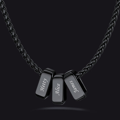 Customized Multi Name Necklace with Box Chain/ Wheat Chain for Men