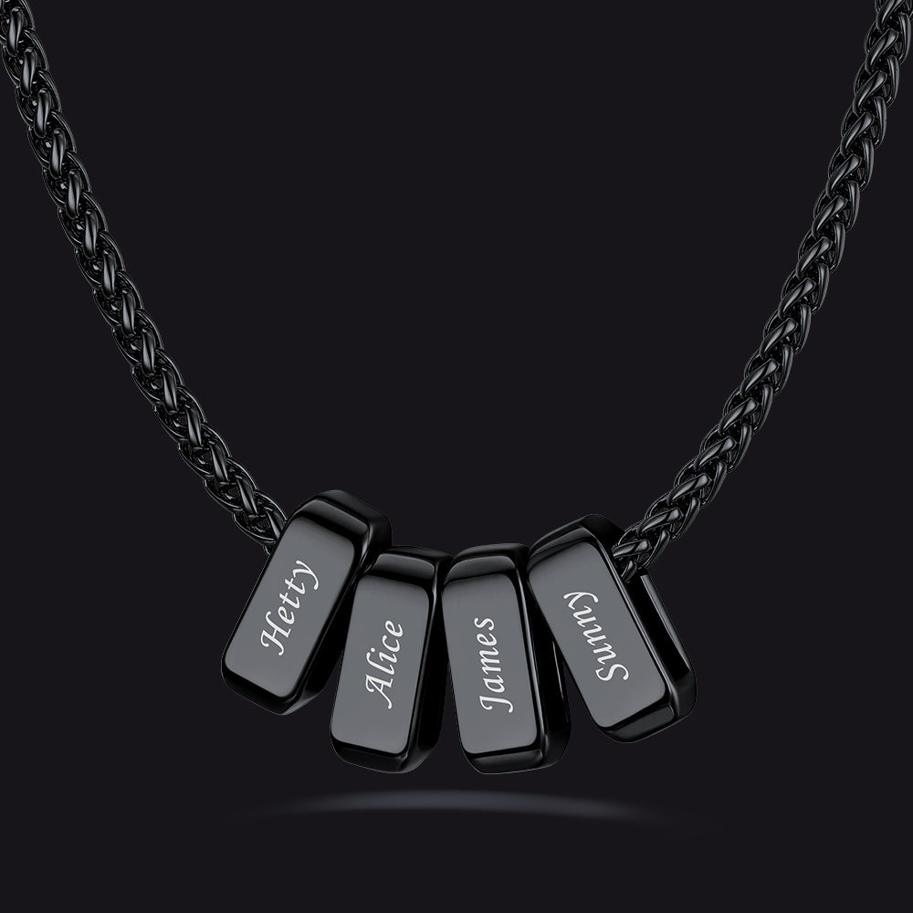 Customized Multi Name Necklace with Box Chain/ Wheat Chain for Men