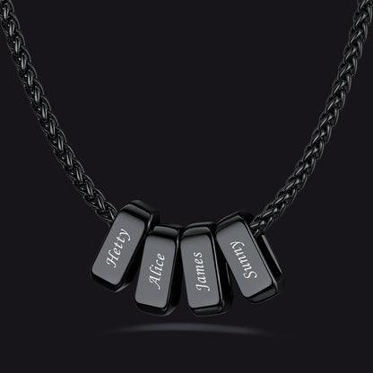 Customized Multi Name Necklace with Box Chain/ Wheat Chain for Men