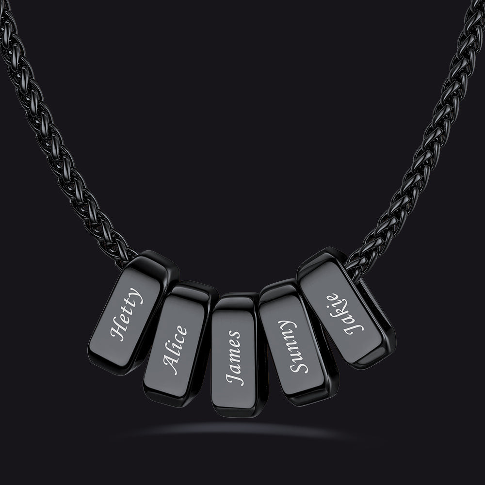 Customized Multi Name Necklace with Box Chain/ Wheat Chain for Men