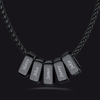Customized Multi Name Necklace with Box Chain/ Wheat Chain for Men